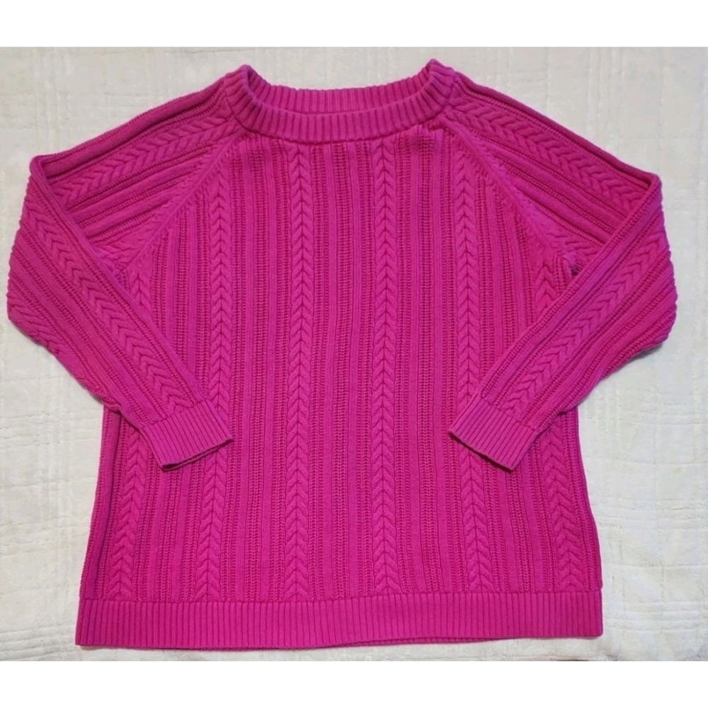 Lands' End Women's Long Sleeve Pink‎ Cable Knit Sweater Women's Size 1X